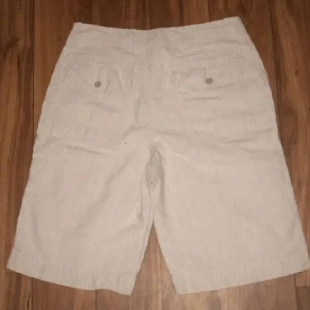 Banana Republic Khaki Striped Linen Shorts
